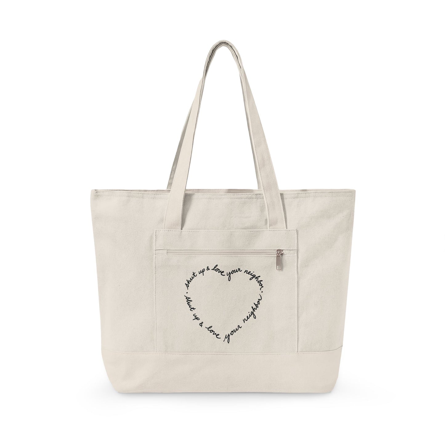 Canvas Tote Bag — Heart Script Design (Love Quote)