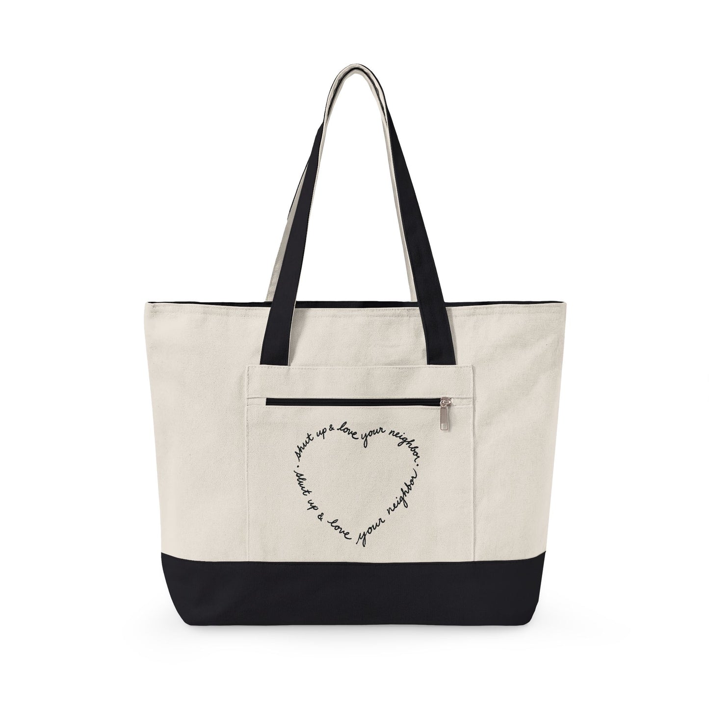 Canvas Tote Bag — Heart Script Design (Love Quote)