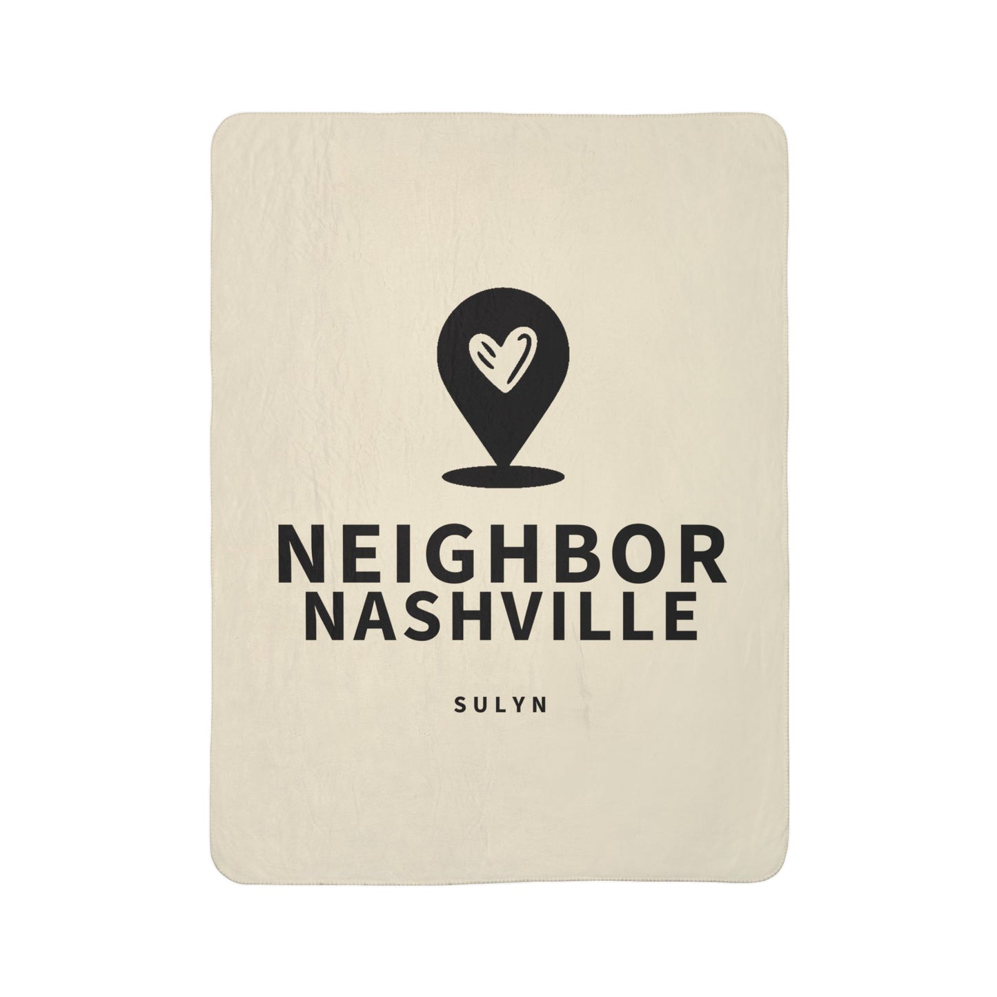 Neighbor Nashville Sherpa Blanket — Cozy Fleece Throw with Heart Mappin