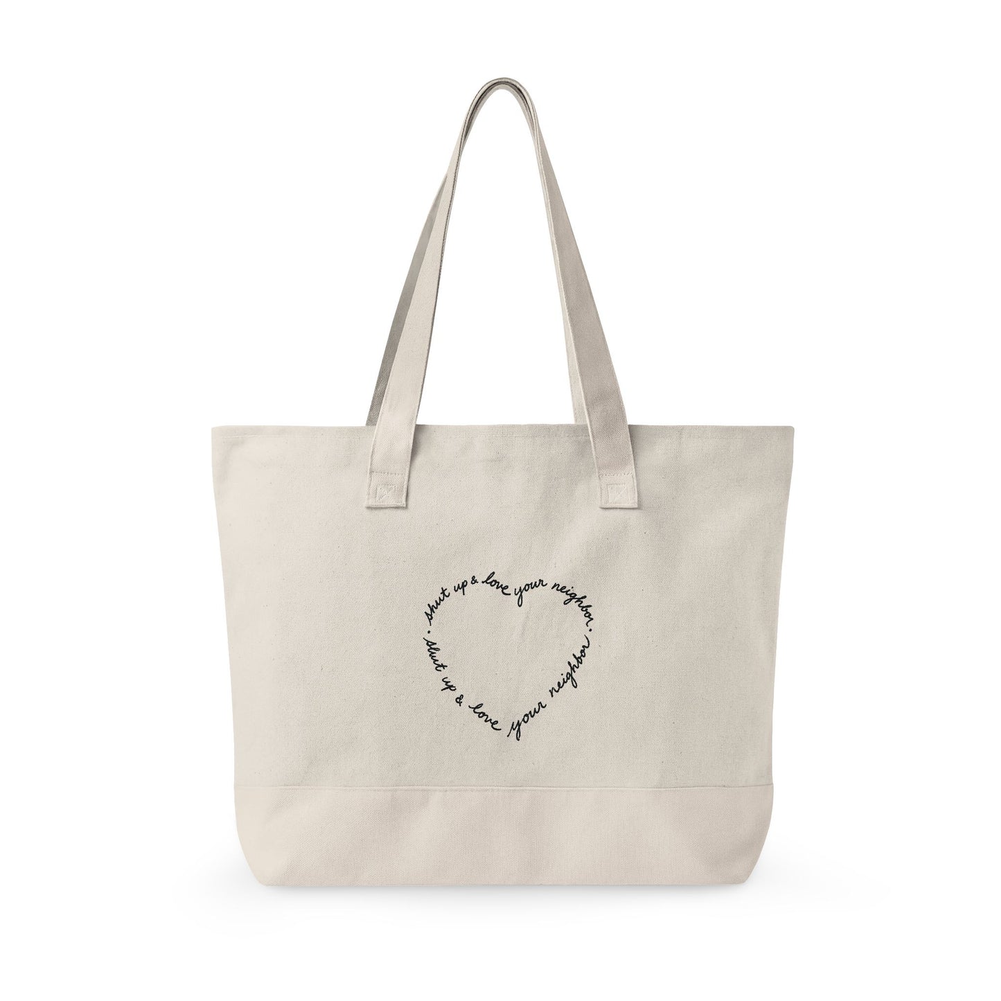 Canvas Tote Bag — Heart Script Design (Love Quote)