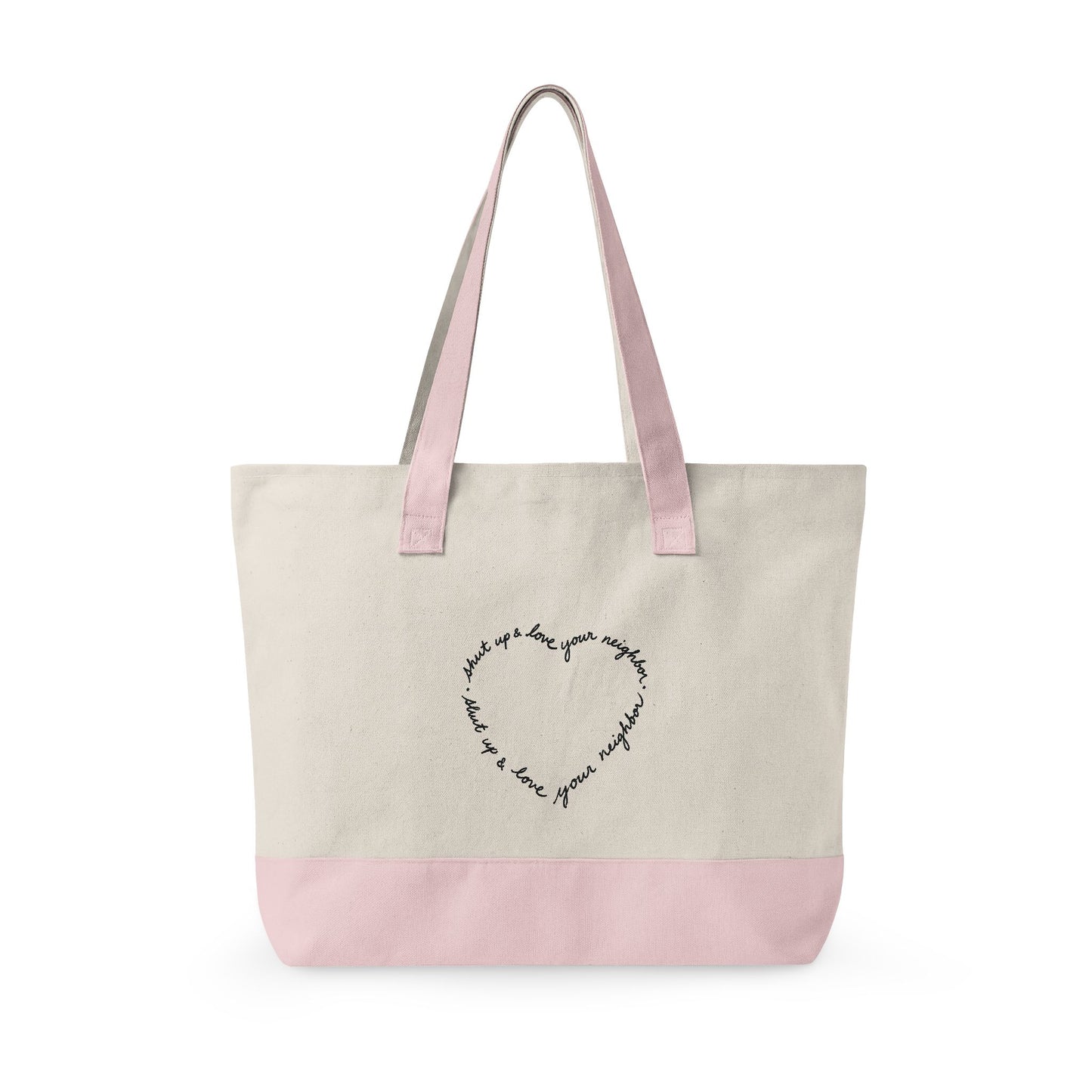 Canvas Tote Bag — Heart Script Design (Love Quote)