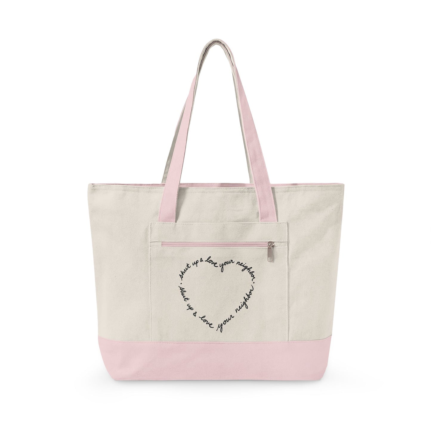 Canvas Tote Bag — Heart Script Design (Love Quote)