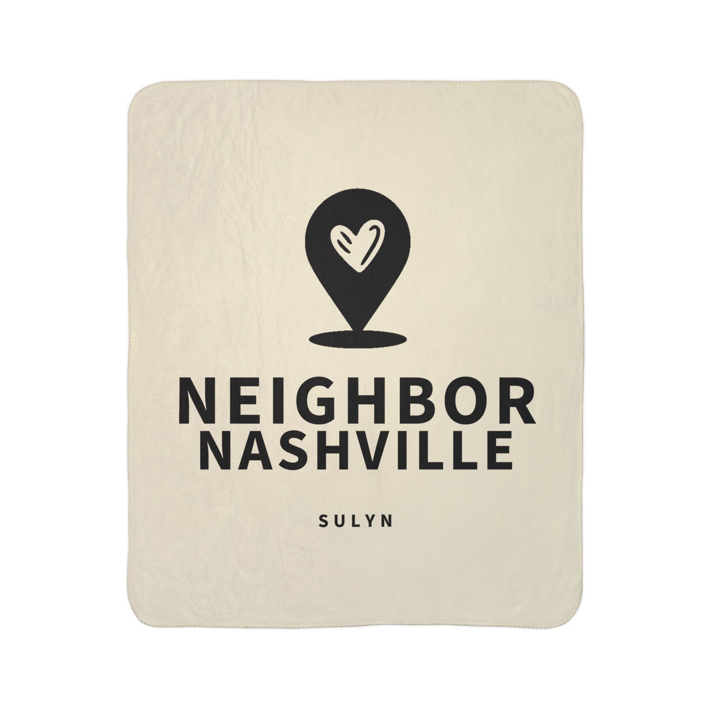 Neighbor Nashville Sherpa Blanket — Cozy Fleece Throw with Heart Mappin