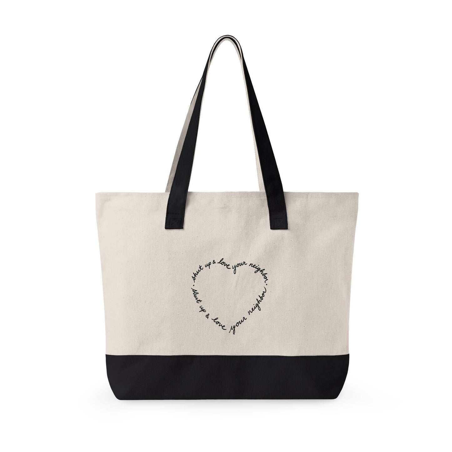 Canvas Tote Bag — Heart Script Design (Love Quote)
