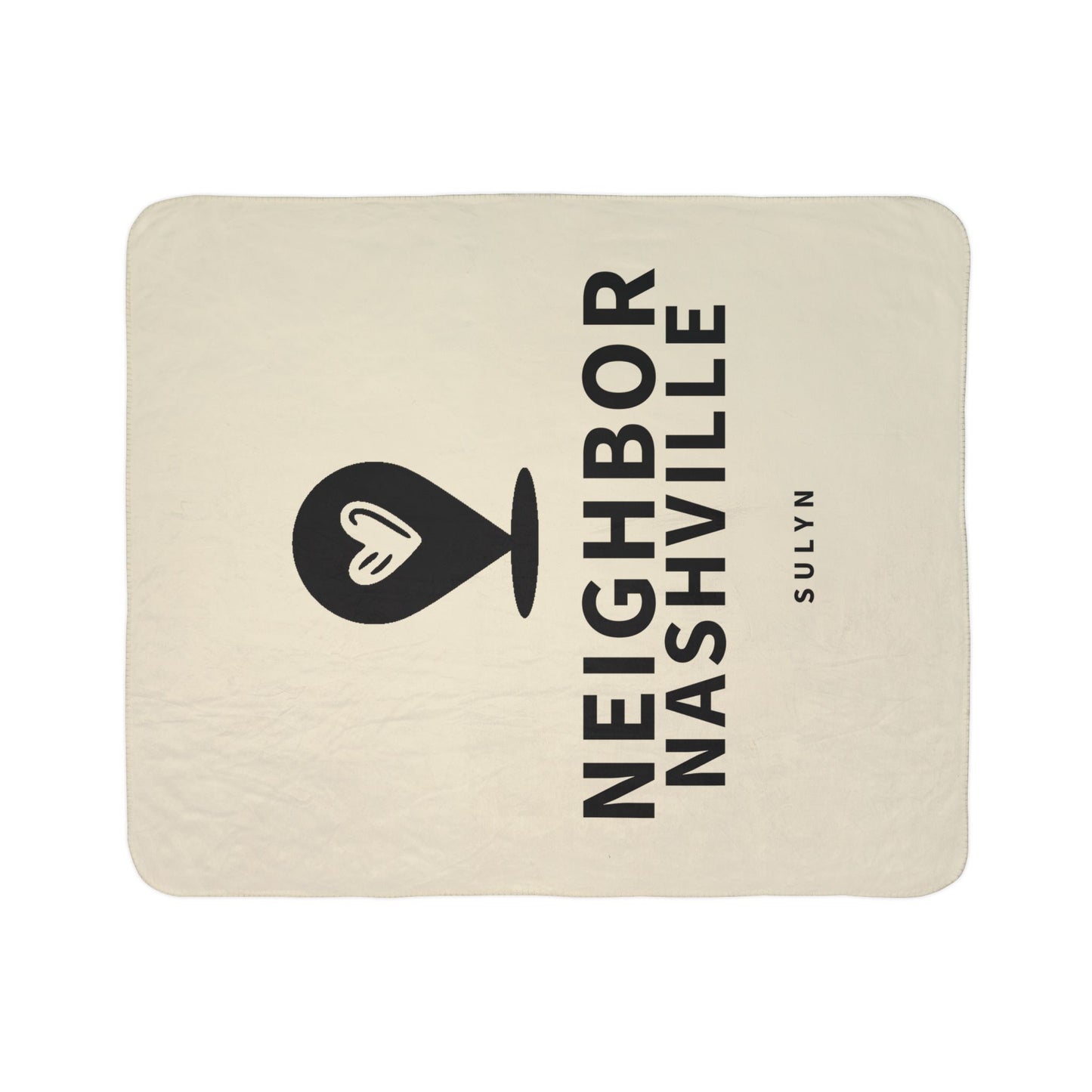Neighbor Nashville Sherpa Blanket — Cozy Fleece Throw with Heart Mappin