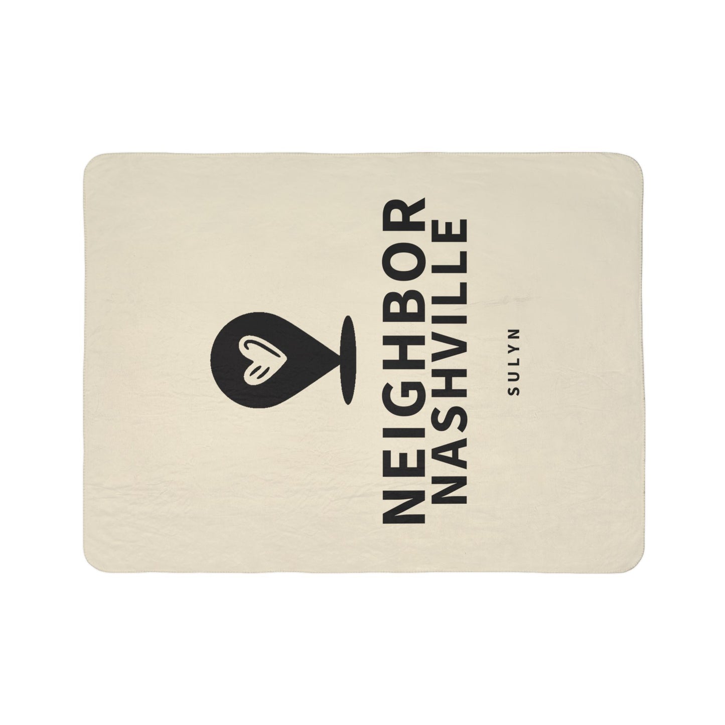 Neighbor Nashville Sherpa Blanket — Cozy Fleece Throw with Heart Mappin